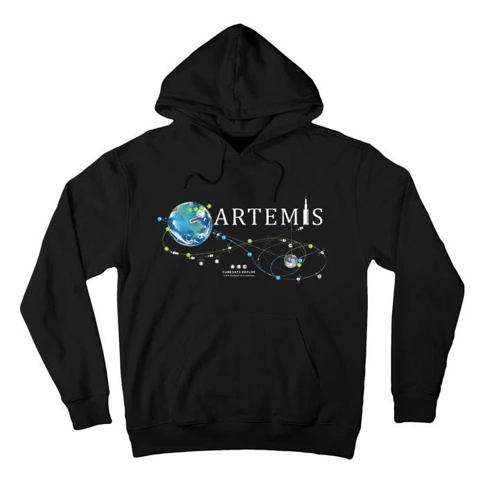 Artemis 1 SLS Rocket Launch Mission To The Moon And Beyond Tall Hoodie