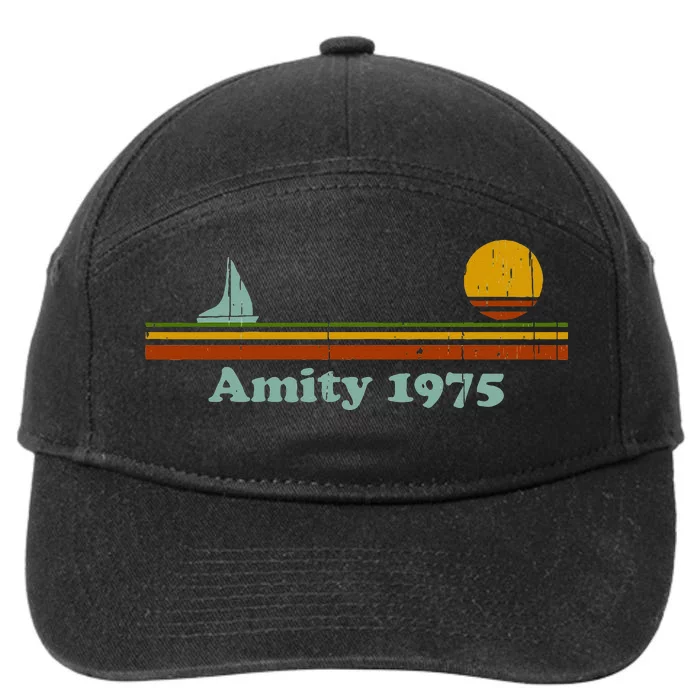 Amity 1975 Sunset Retro Sailboat Sunrise Summer 7-Panel Snapback Hat