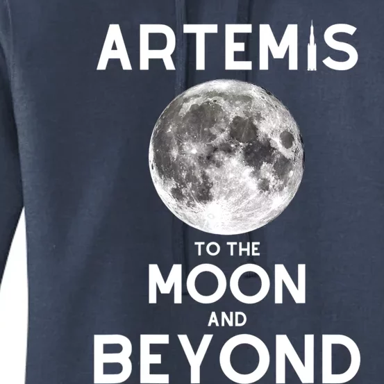 Artemis 1 SLS Rocket Launch Mission To The Moon And Beyond Women's Pullover Hoodie