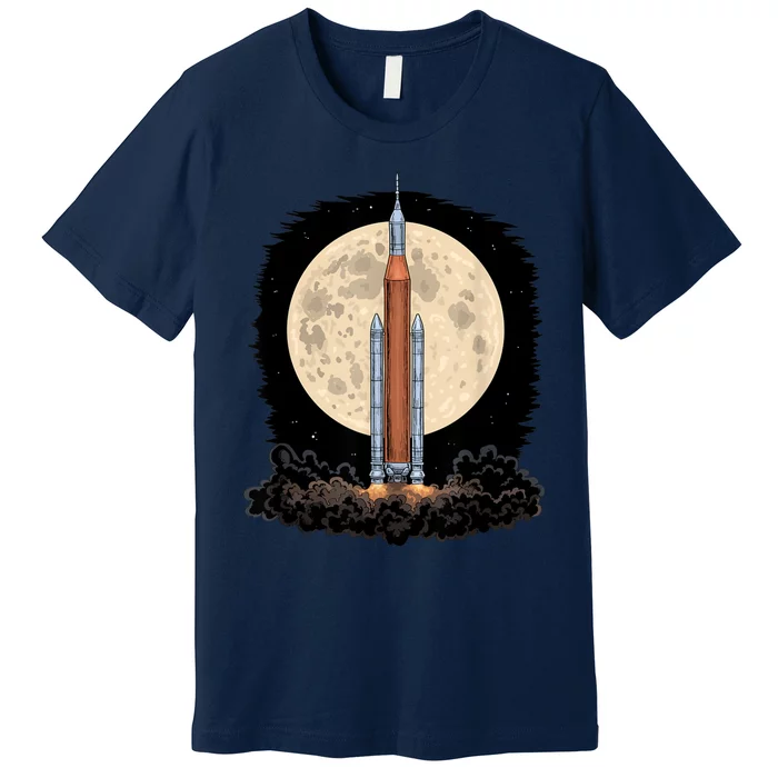 Artemis 1 SLS Rocket Launch Mission To The Moon And Beyond Premium T-Shirt