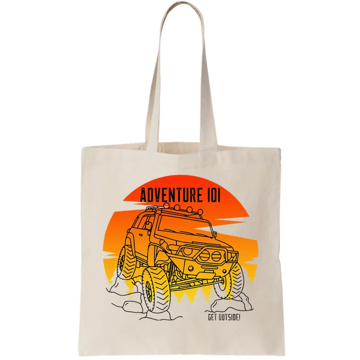 Adventure 101 Sundown in the woods FJ Cruiser. Tote Bag