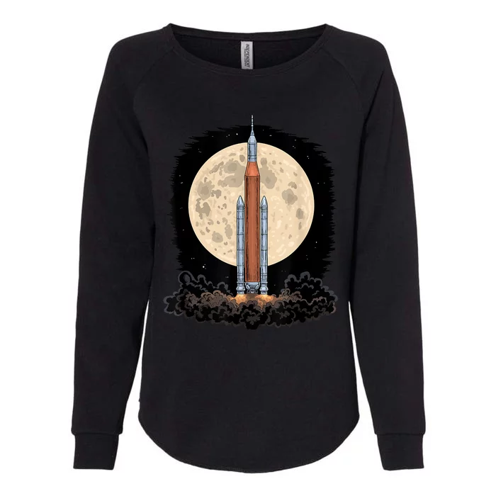 Artemis 1 SLS Rocket Launch Mission To The Moon And Beyond Womens California Wash Sweatshirt