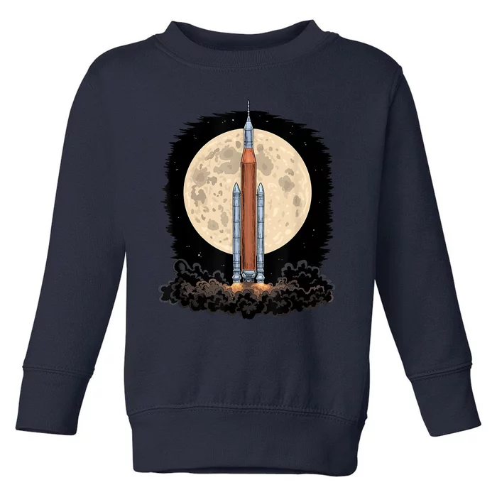 Artemis 1 SLS Rocket Launch Mission To The Moon And Beyond Toddler Sweatshirt