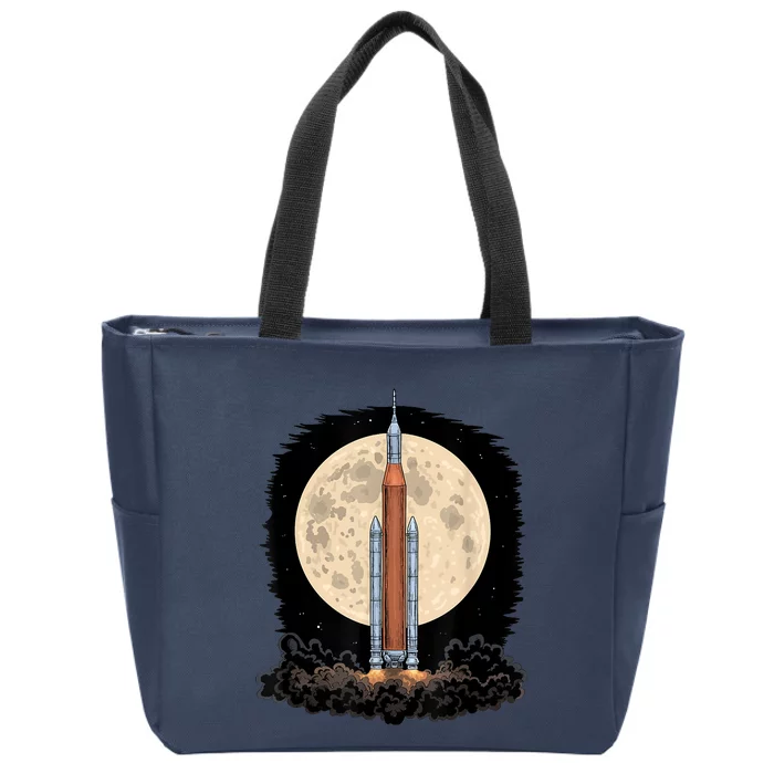 Artemis 1 SLS Rocket Launch Mission To The Moon And Beyond Zip Tote Bag