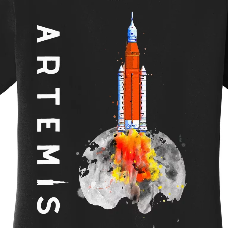 Artemis 1 SLS Rocket Launch Mission To The Moon And Beyond Women's T-Shirt