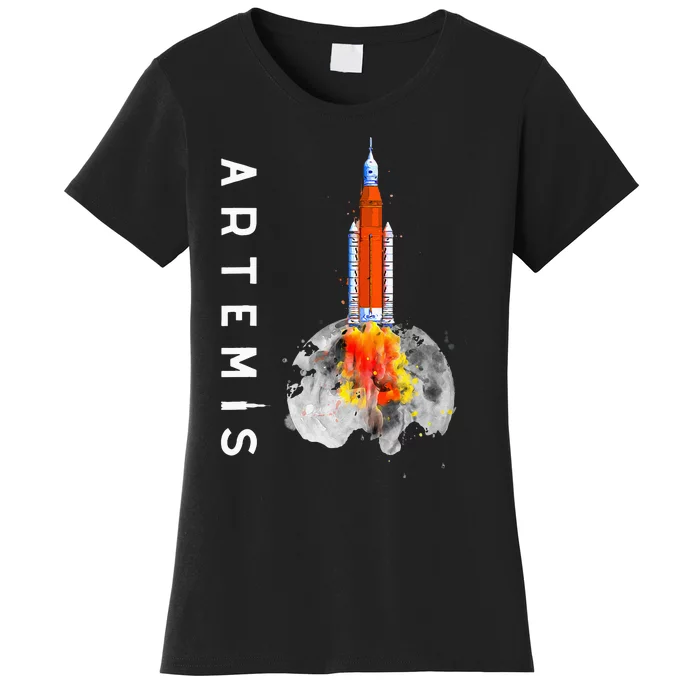 Artemis 1 SLS Rocket Launch Mission To The Moon And Beyond Women's T-Shirt