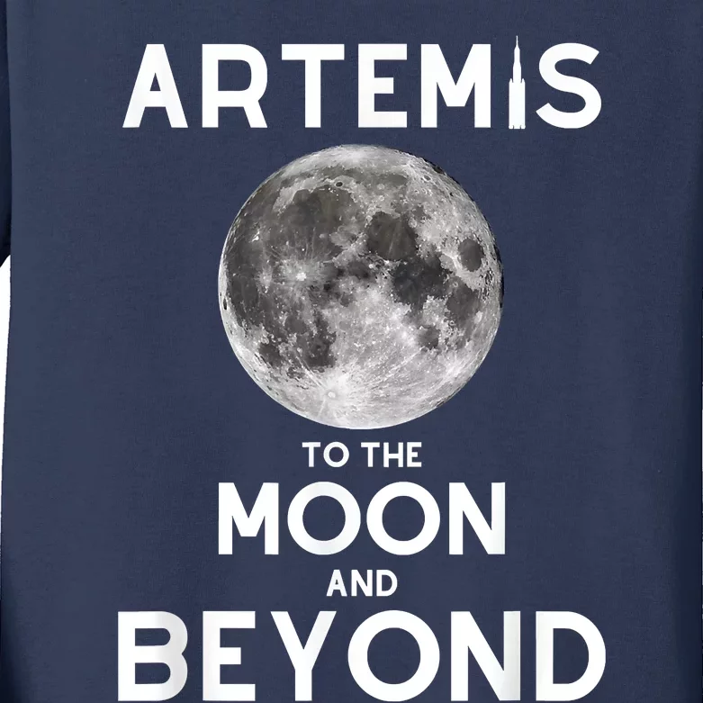 Artemis 1 SLS Rocket Launch Mission To The Moon And Beyond Kids Long Sleeve Shirt