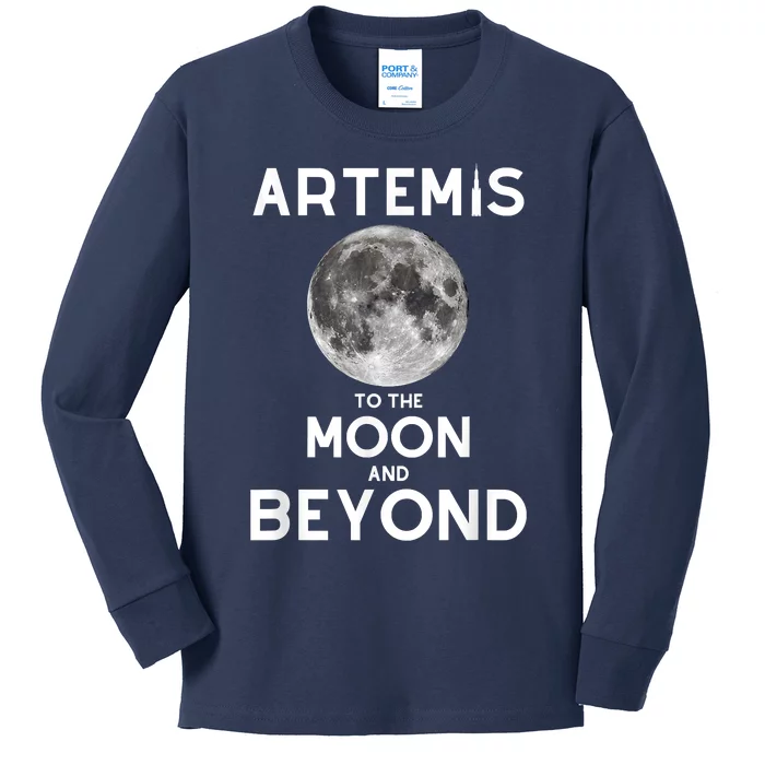 Artemis 1 SLS Rocket Launch Mission To The Moon And Beyond Kids Long Sleeve Shirt