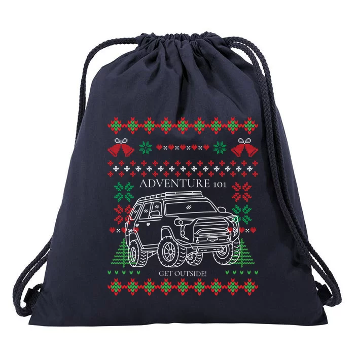 Adventure 101 Ugly Christmas 4runner Surf Gift Drawstring Bag