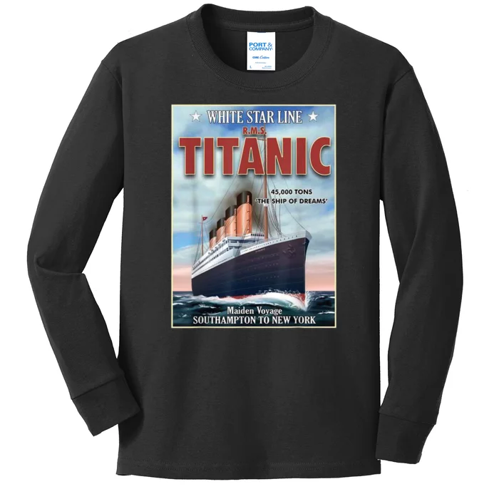 A 1912 Vintage Titanic Voyage Ship Cruise Vessel Kids Long Sleeve Shirt