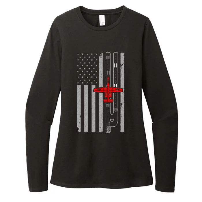 A 10 Warthog Airplane American Flag Runway A10 Thunderbird Womens CVC Long Sleeve Shirt