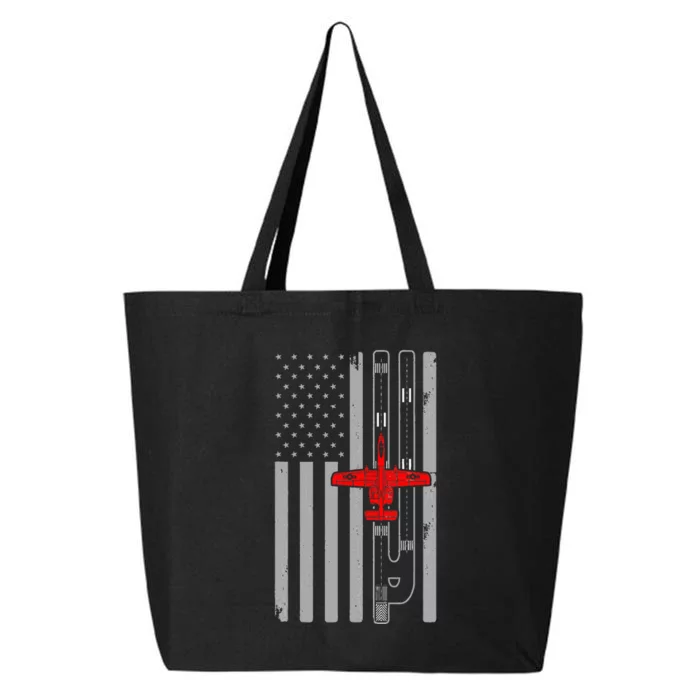 A 10 Warthog Airplane American Flag Runway A10 Thunderbird 25L Jumbo Tote