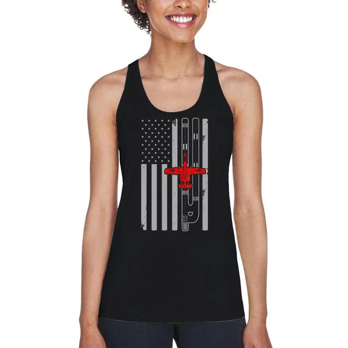 A 10 Warthog Airplane American Flag Runway A10 Thunderbird Women's Racerback Tank