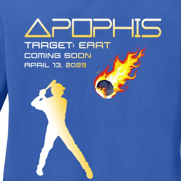 Apophis 2029 Asteroid 99942 Target Earth Baseball Player Gift Ladies Long Sleeve Shirt