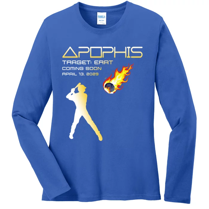 Apophis 2029 Asteroid 99942 Target Earth Baseball Player Gift Ladies Long Sleeve Shirt