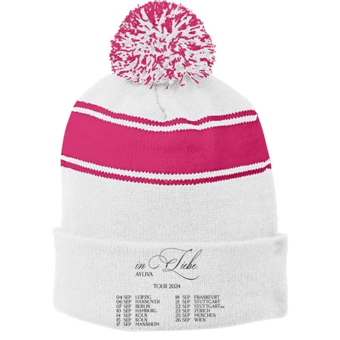 Ayliva 2024 Stripe Pom Pom Beanie