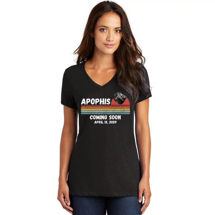 Apophis 2029 Asteroid 99942 Apophis April 13 2029 Comet Meteor Funny Space Humor Women's V-Neck T-Shirt