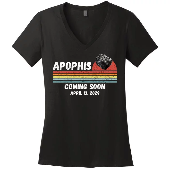 Apophis 2029 Asteroid 99942 Apophis April 13 2029 Comet Meteor Funny Space Humor Women's V-Neck T-Shirt