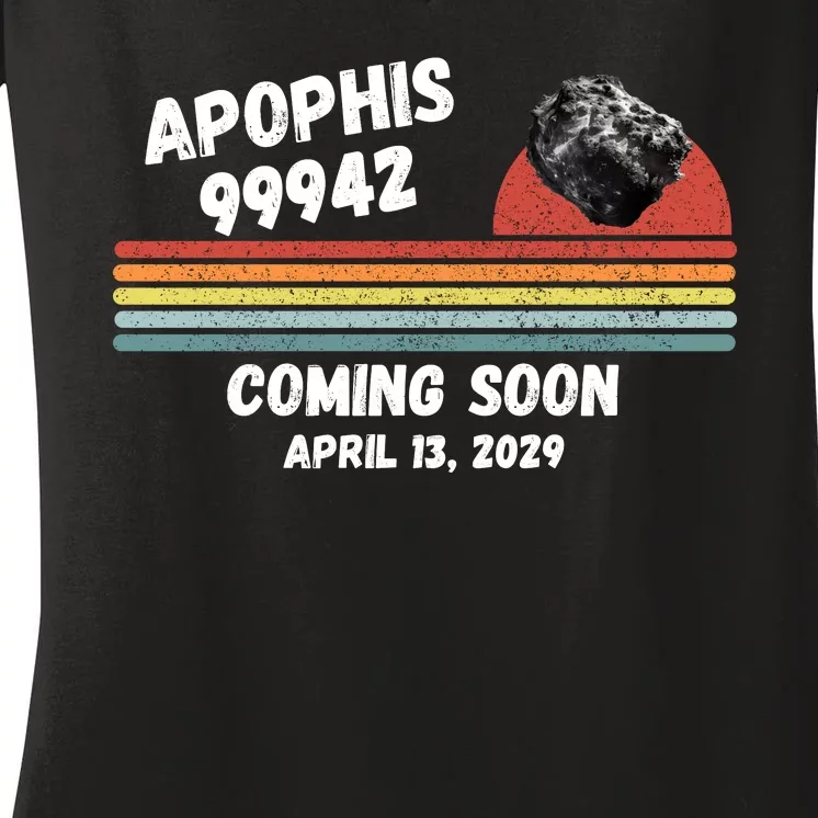 Apophis 2029 Asteroid 99942 Apophis April 13 2029 Funny Space Humor Comet Meteor Women's V-Neck T-Shirt