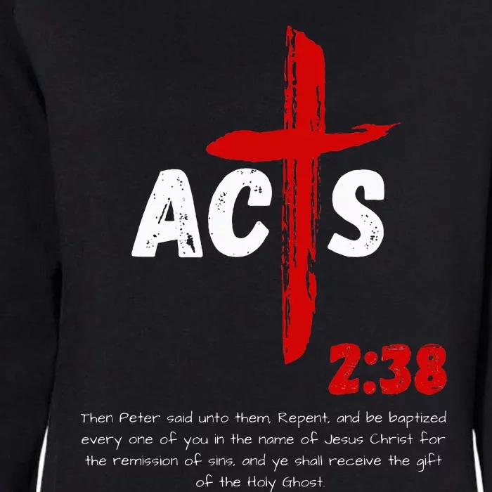 Acts 238 Baptized In Jesus Name Cross Pentecostal Apostolic Womens California Wash Sweatshirt