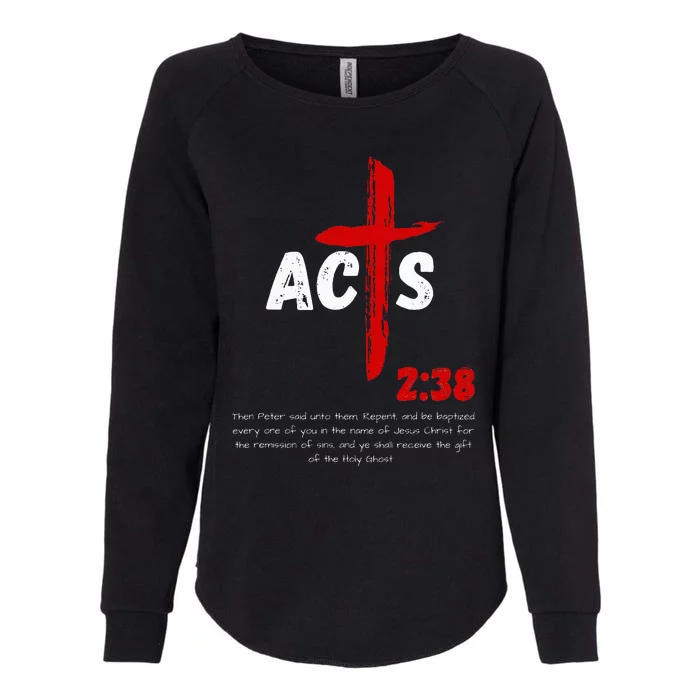 Acts 238 Baptized In Jesus Name Cross Pentecostal Apostolic Womens California Wash Sweatshirt