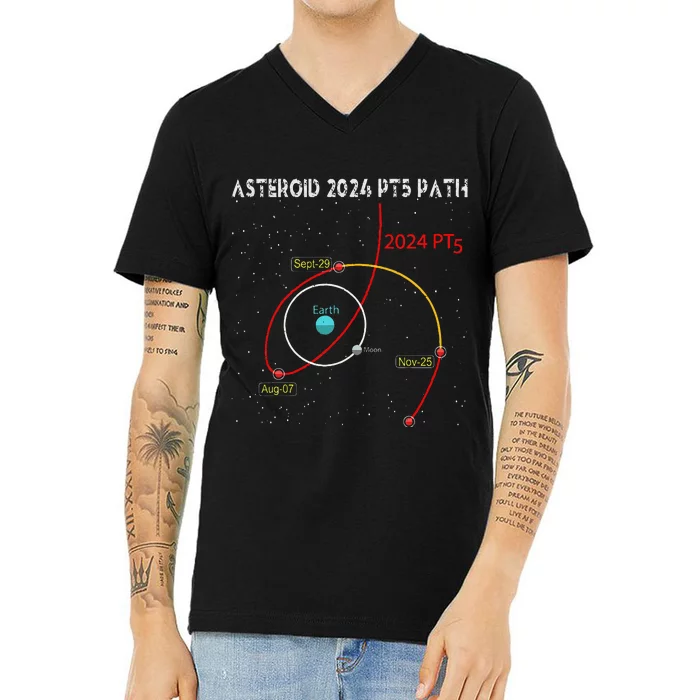 Asteroid 2024 Pt5 Path Mini Moon Dates Space 2024 V-Neck T-Shirt