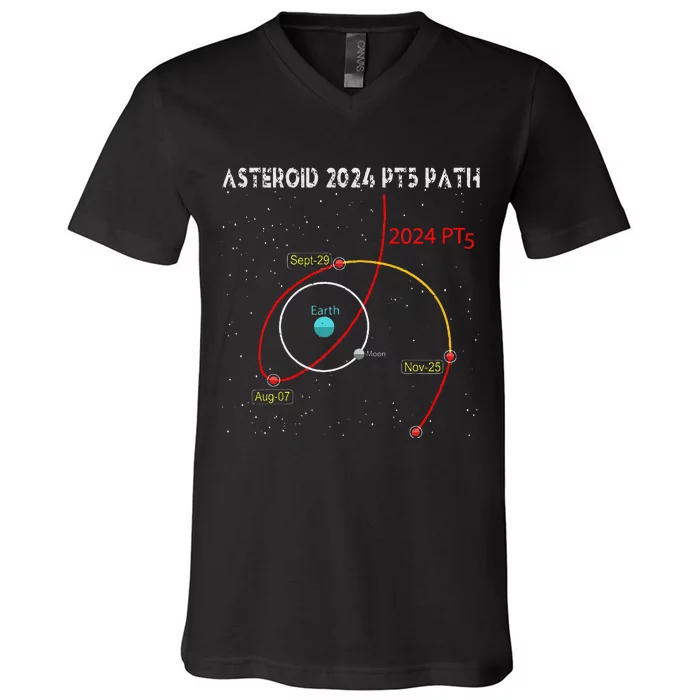 Asteroid 2024 Pt5 Path Mini Moon Dates Space 2024 V-Neck T-Shirt