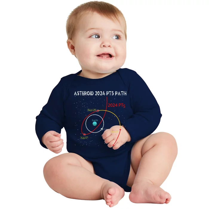 Asteroid 2024 Pt5 Path Mini Moon Dates Space Baby Long Sleeve Bodysuit