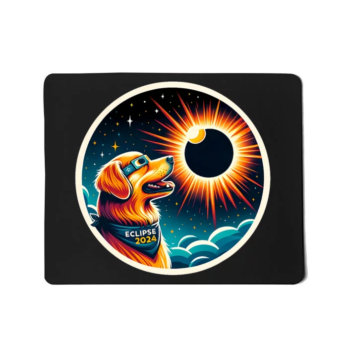 April 2024 Solar Eclipse Dog Wearing Solar Eclipse Glasses Mousepad