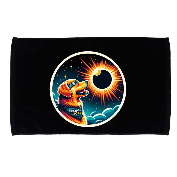 April 2024 Solar Eclipse Dog Wearing Solar Eclipse Glasses Microfiber Hand Towel