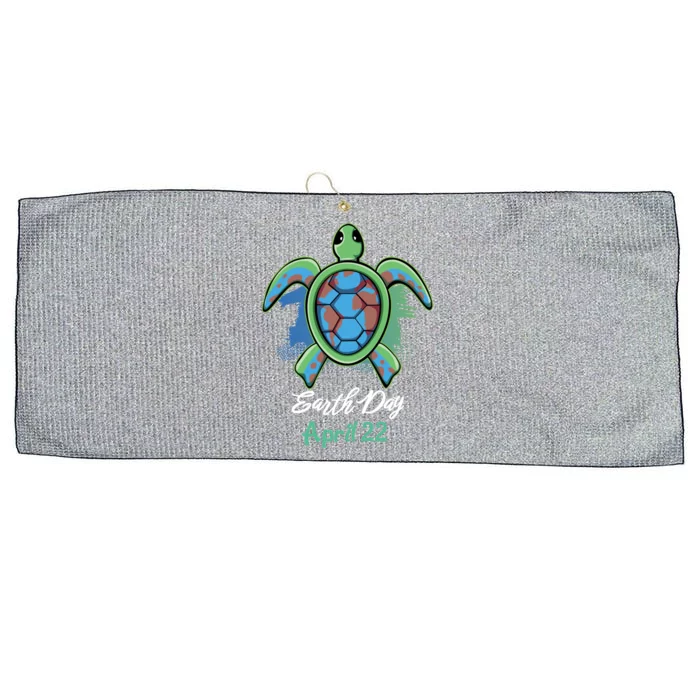 April 22 Water Cute Turtle Sea World Planet Hour Day Earth Cute Gift Large Microfiber Waffle Golf Towel