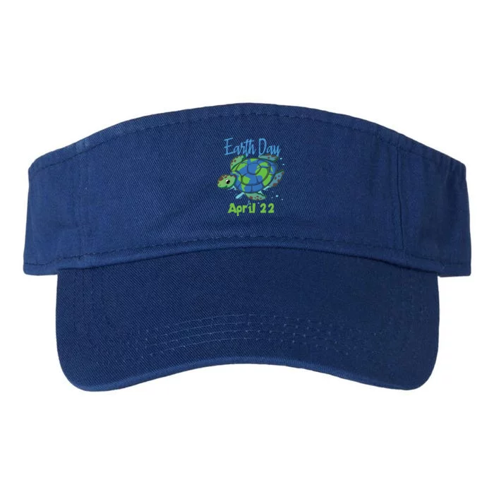 April 22 Water Turtle Sea World Planet Hour Day Earth Gift Valucap Bio-Washed Visor