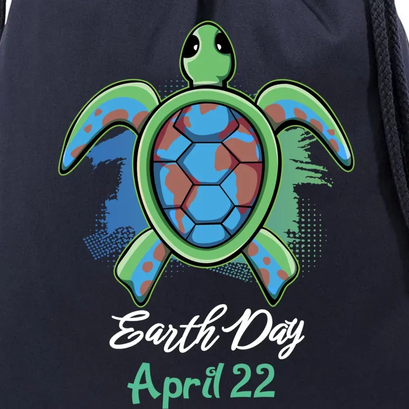 April 22 Water Cute Turtle Sea World Planet Hour Day Earth Gift Drawstring Bag