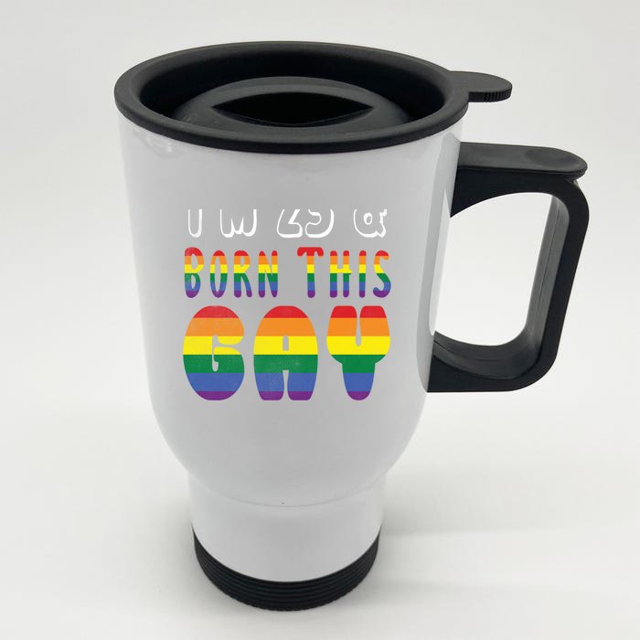 Age 23 Year Old Rainbow Born This Gay Pride Lgbt Pride Month Gift Front & Back Stainless Steel Travel Mug