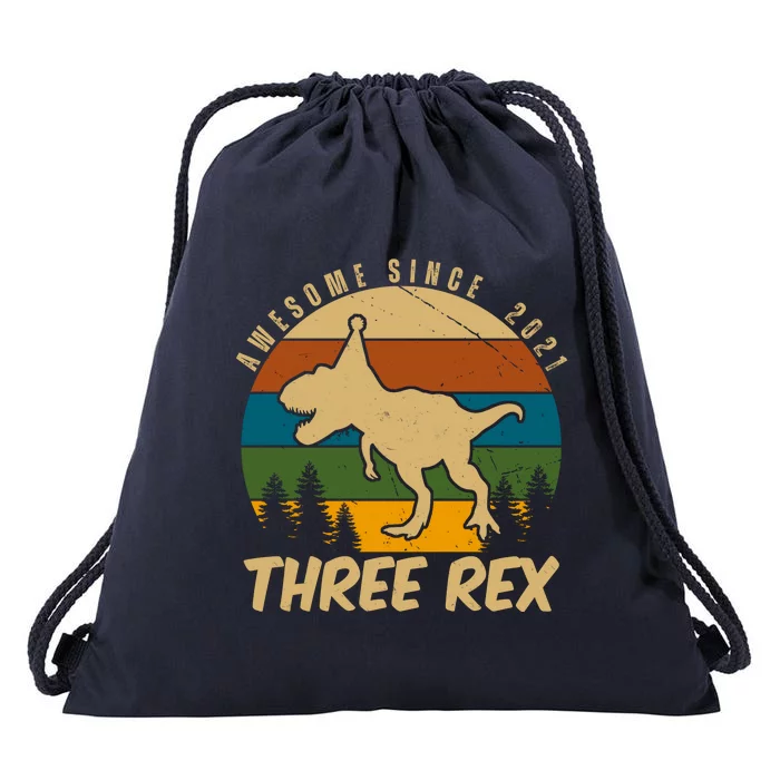 Awesome 3rd Birthday Dinosaur Gift Drawstring Bag