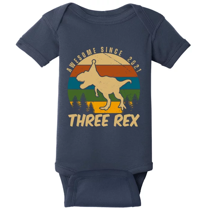 Awesome 3rd Birthday Dinosaur Gift Baby Bodysuit