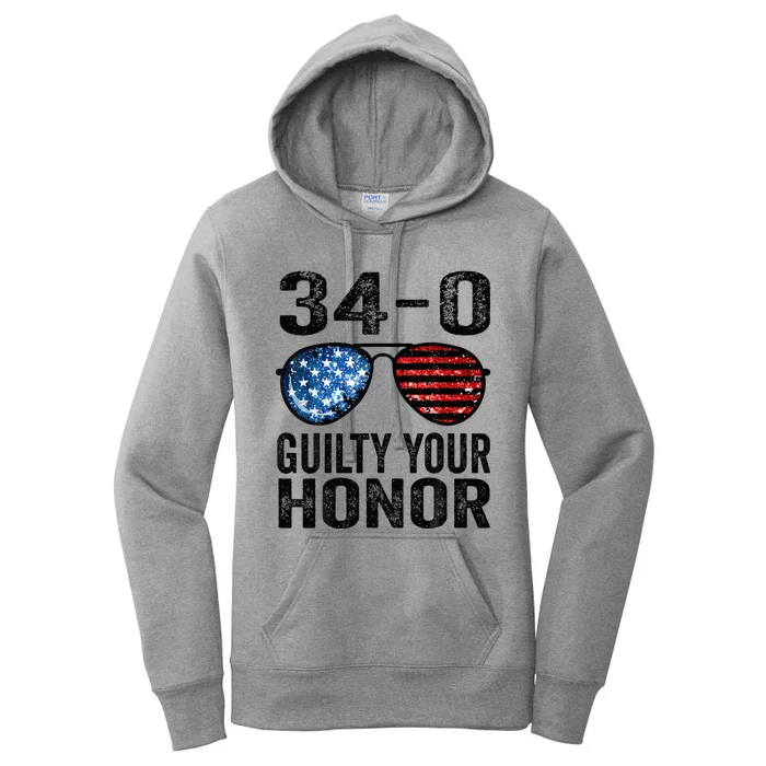 All 34 Felony Counts Anti Trump Political Statement Women's Pullover Hoodie