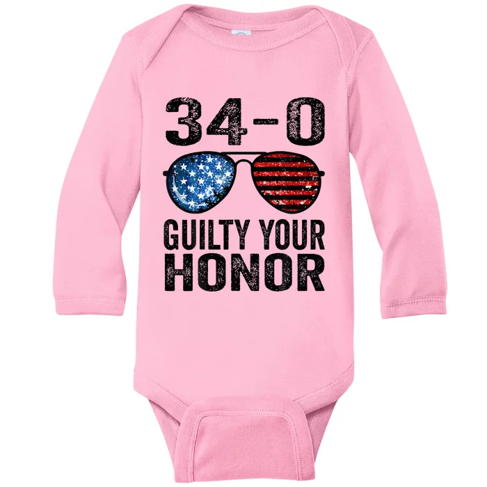 All 34 Felony Counts Anti Trump Political Statement Baby Long Sleeve Bodysuit