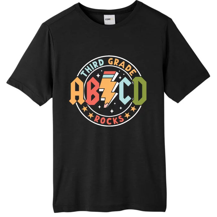 Abcd 3rd Grade Rocks Pencil Lightning Teachers Rock ChromaSoft Performance T-Shirt