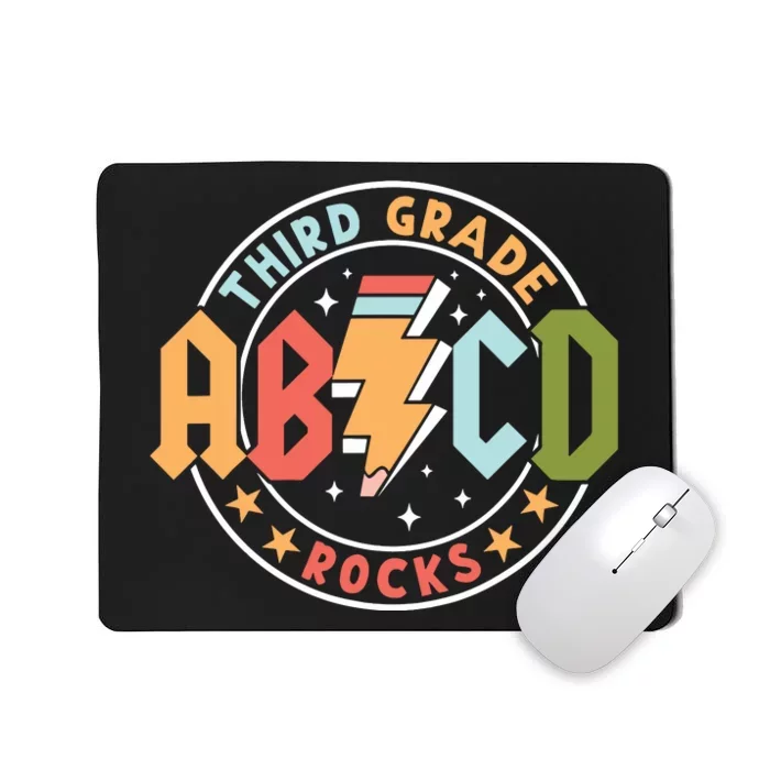 Abcd 3rd Grade Rocks Pencil Lightning Teachers Rock Mousepad