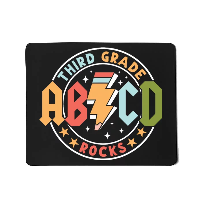 Abcd 3rd Grade Rocks Pencil Lightning Teachers Rock Mousepad