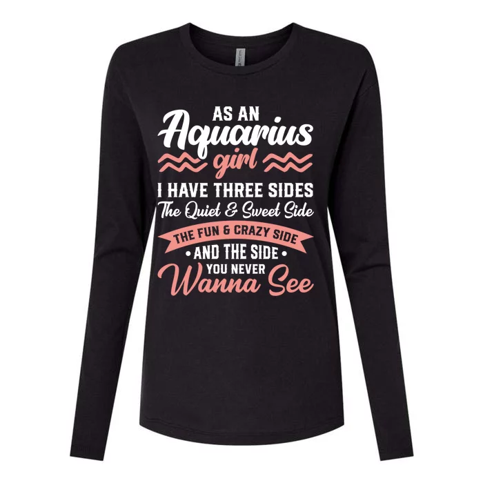 Aquarius 3 Sides Aquarius Birthday Gift Womens Cotton Relaxed Long Sleeve T-Shirt