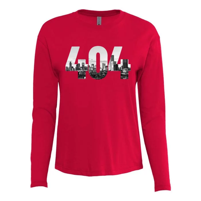 Atlanta 404 Area Code Skyline Atl Georgia Vintage Womens Cotton Relaxed Long Sleeve T-Shirt