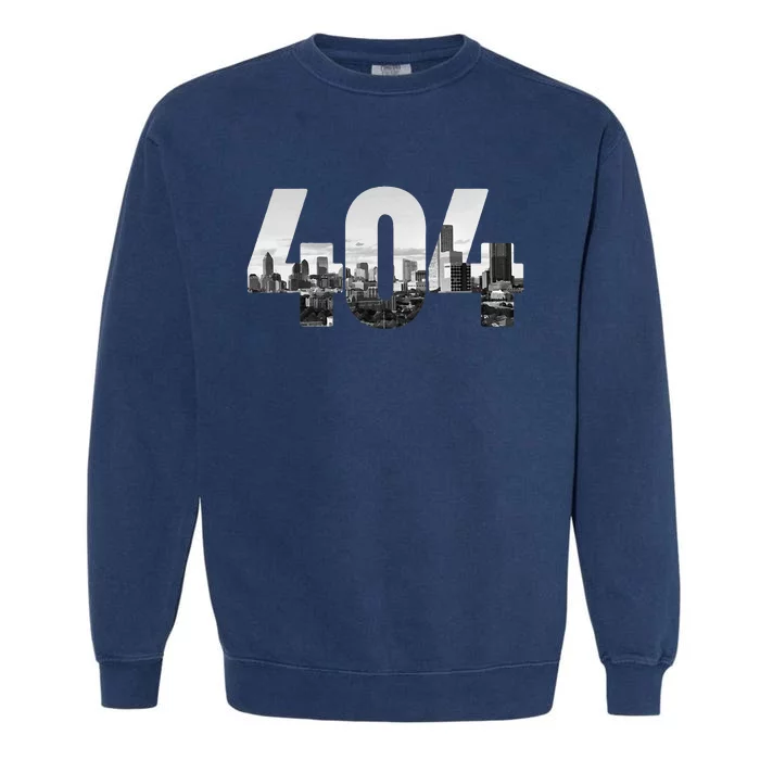 Atlanta 404 Area Code Skyline Atl Georgia Vintage Garment-Dyed Sweatshirt