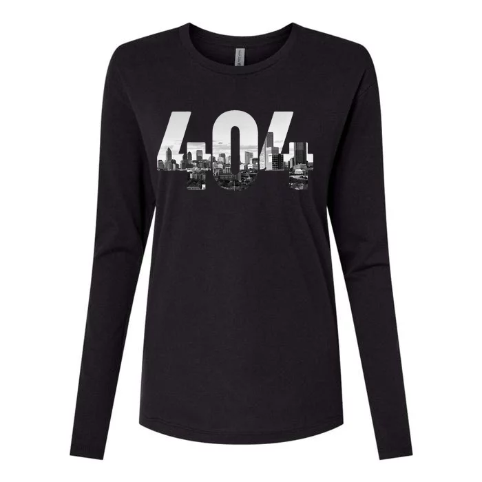 Atlanta 404 Area Code Skyline ATL Georgia Vintage Womens Cotton Relaxed Long Sleeve T-Shirt