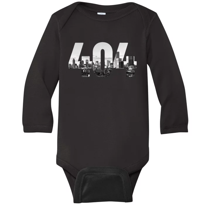 Atlanta 404 Area Code Skyline ATL Georgia Vintage Baby Long Sleeve Bodysuit