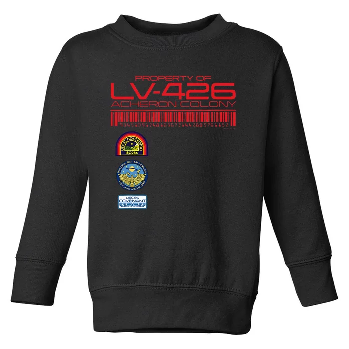 Alien 45th Anniversary Property Of Lv426 Acheron Colony Toddler Sweatshirt