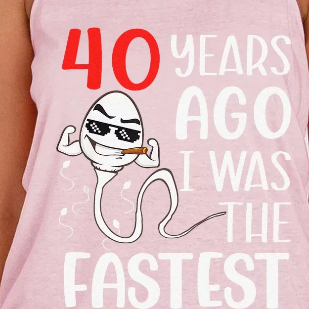 Awesome 40th Birthday 40 Years Ago I Was The Fastest Funny Women's Knotted Racerback Tank