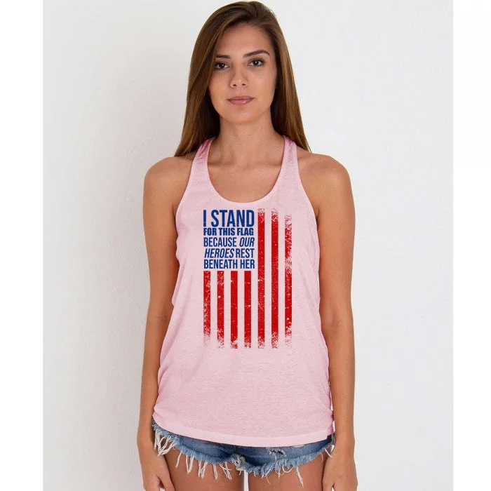 I stand for the flag because hero's lay beneath it. Women's Knotted Racerback Tank