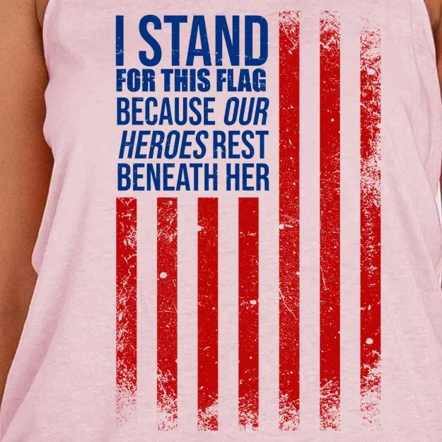 I stand for the flag because hero's lay beneath it. Women's Knotted Racerback Tank